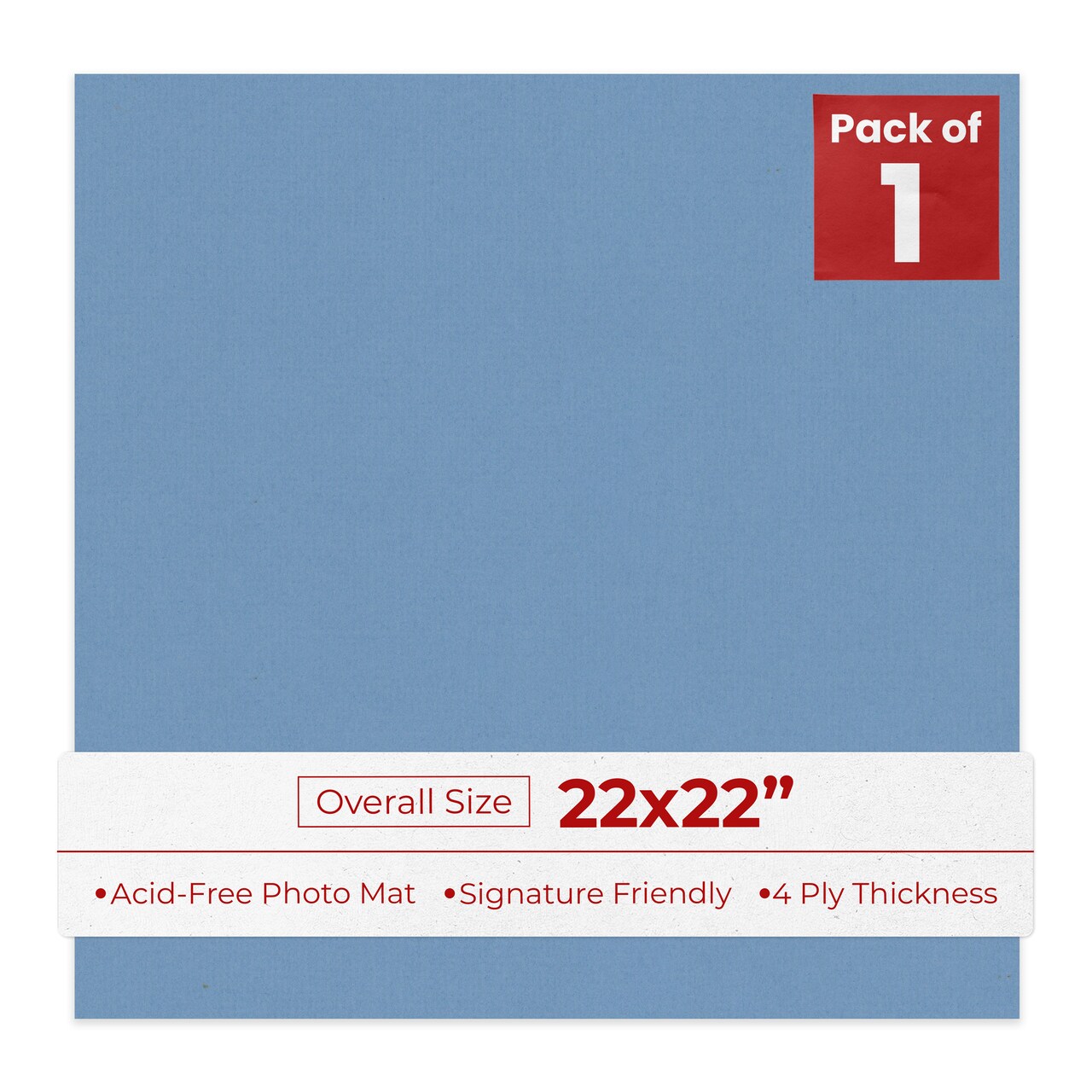 Brittany Blue 22x22 Uncut Mat Board - Blank Sheets, No Opening